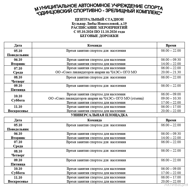 Беговые с 05.10.2026